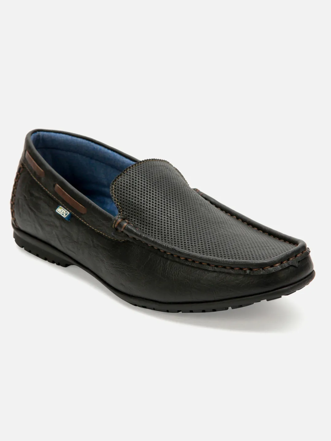 Men's Charcoal Black Moc Toe Casual Loafer (IX1014)