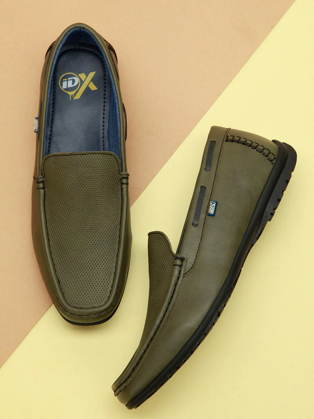 Men's Olive Moc Toe Casual Loafer (IX1014)