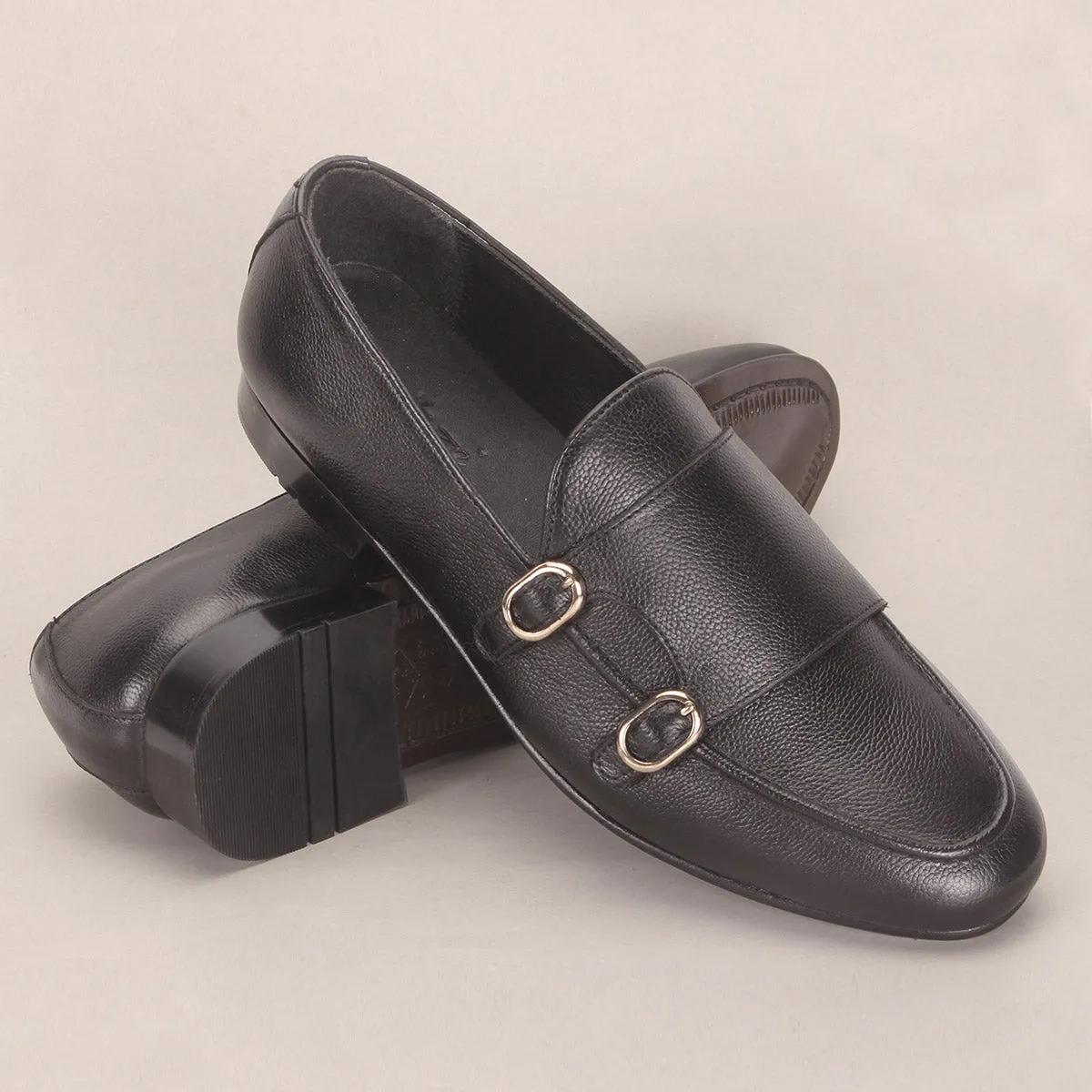 Mens "CARLOS" Leather Monk Straps Formal Shoes