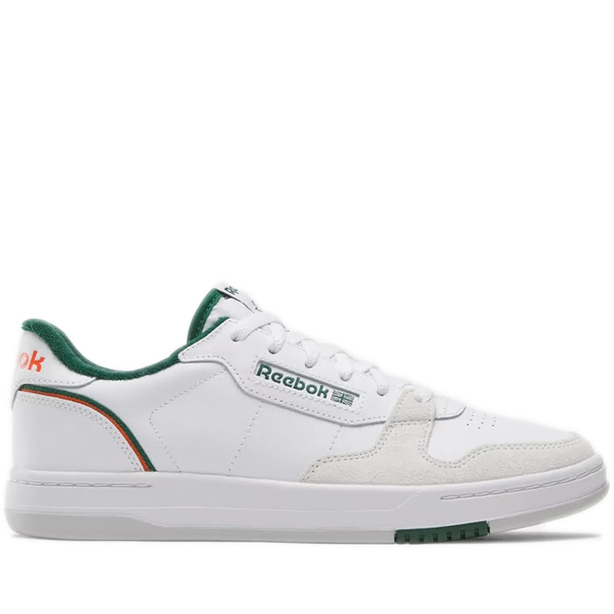 Men's Reebok Phase Court Shoes - White/White/Dark Green