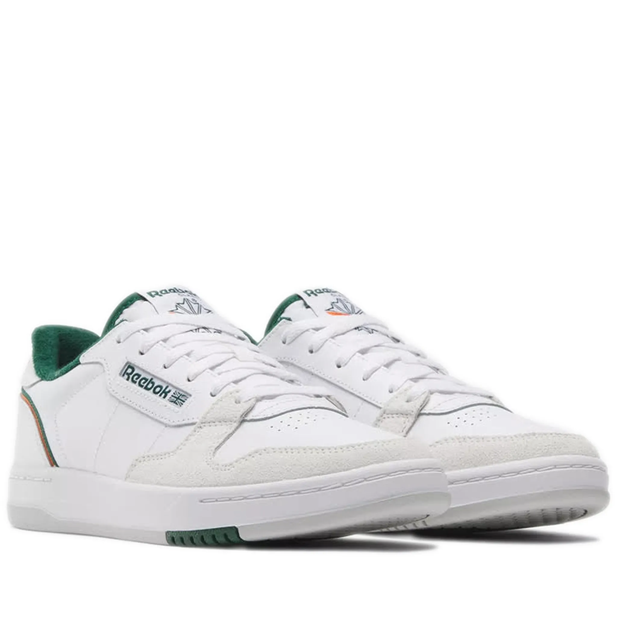 Men's Reebok Phase Court Shoes - White/White/Dark Green