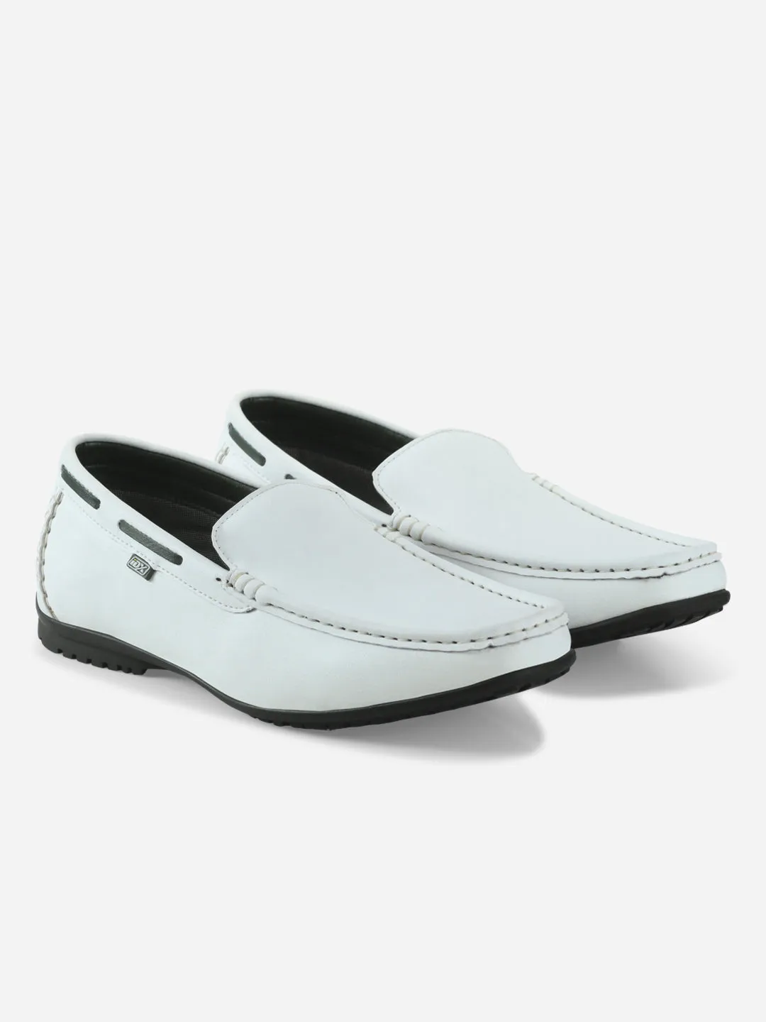 Men's White Moc Toe Casual Loafer (IX1014)