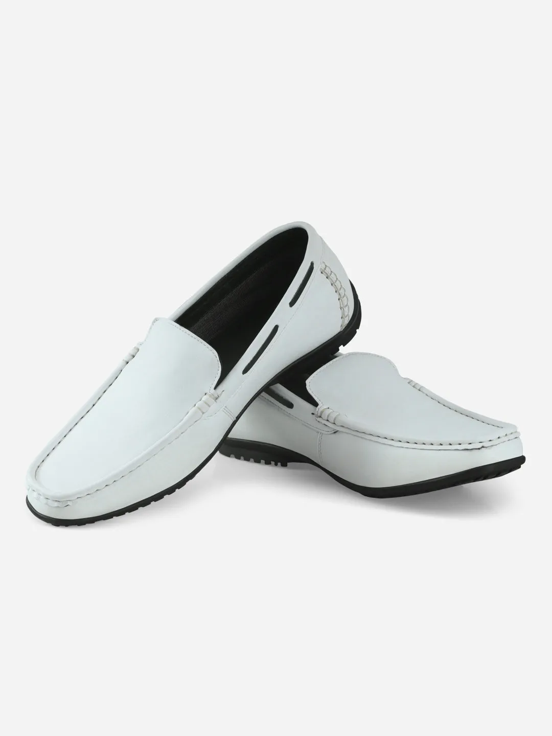 Men's White Moc Toe Casual Loafer (IX1014)