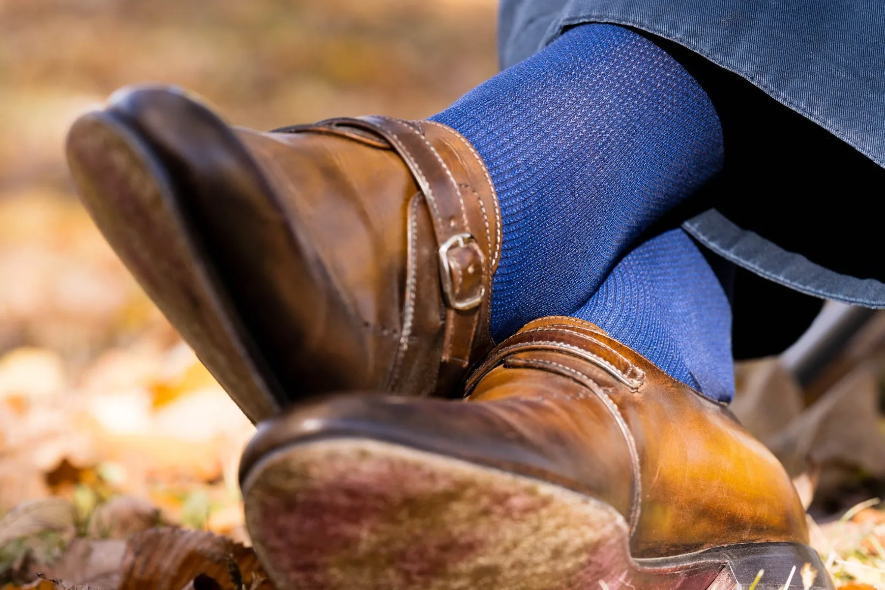 Navy Blue & Royal Blue Two-Tone Solid Socks