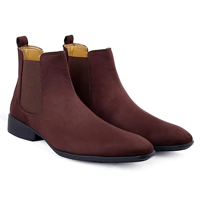 New Arrival Latest Suede Material Brown Casual Chelsea Boots For Men-JonasParamount