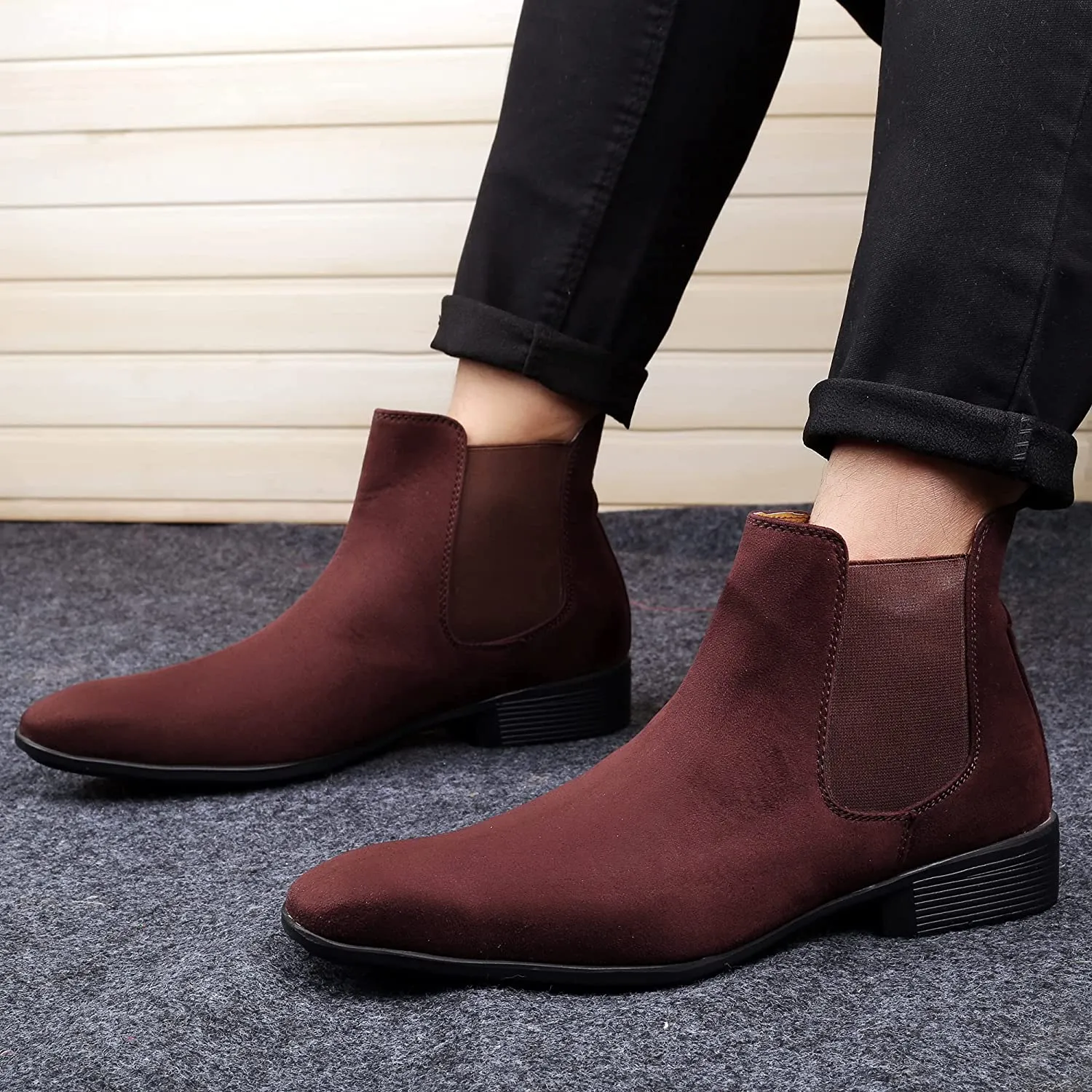 New Arrival Latest Suede Material Brown Casual Chelsea Boots For Men-JonasParamount