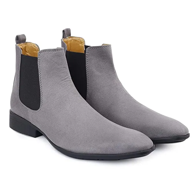 New Arrival Latest Suede Material Grey Casual Chelsea Boots For Men-JonasParamount