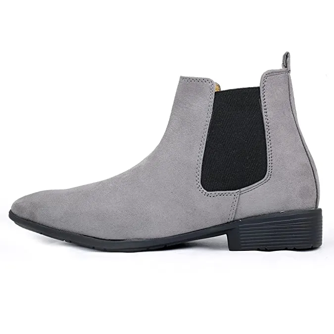 New Arrival Latest Suede Material Grey Casual Chelsea Boots For Men-JonasParamount