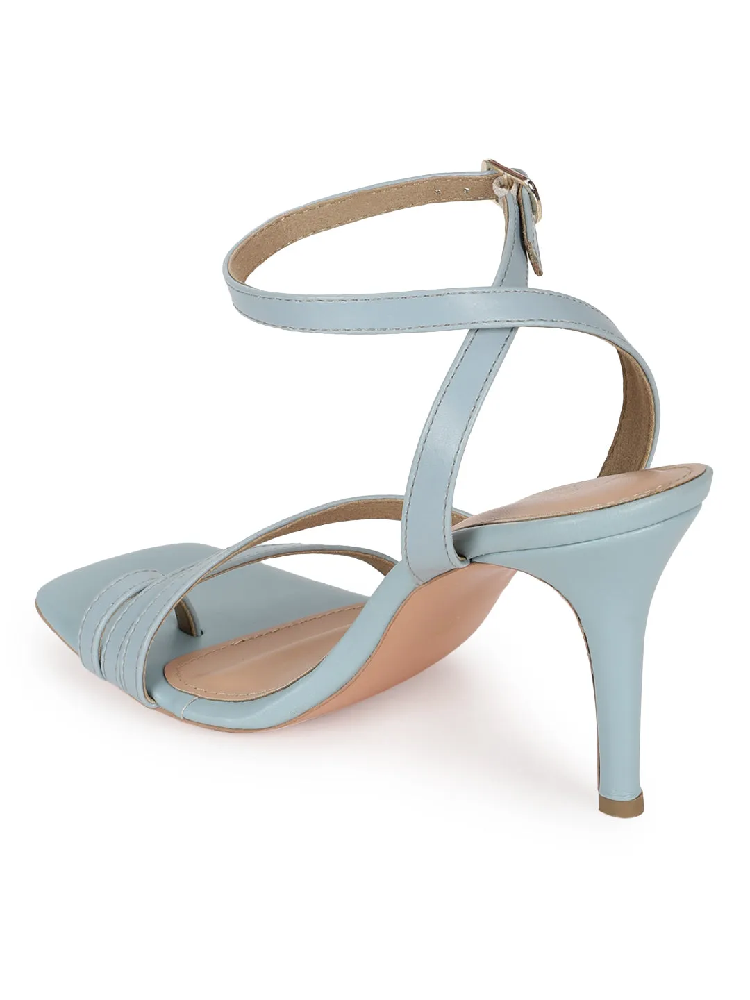 Pastel Blue PU High Ankle Strappy Stilettos (TP10174-PBLU)