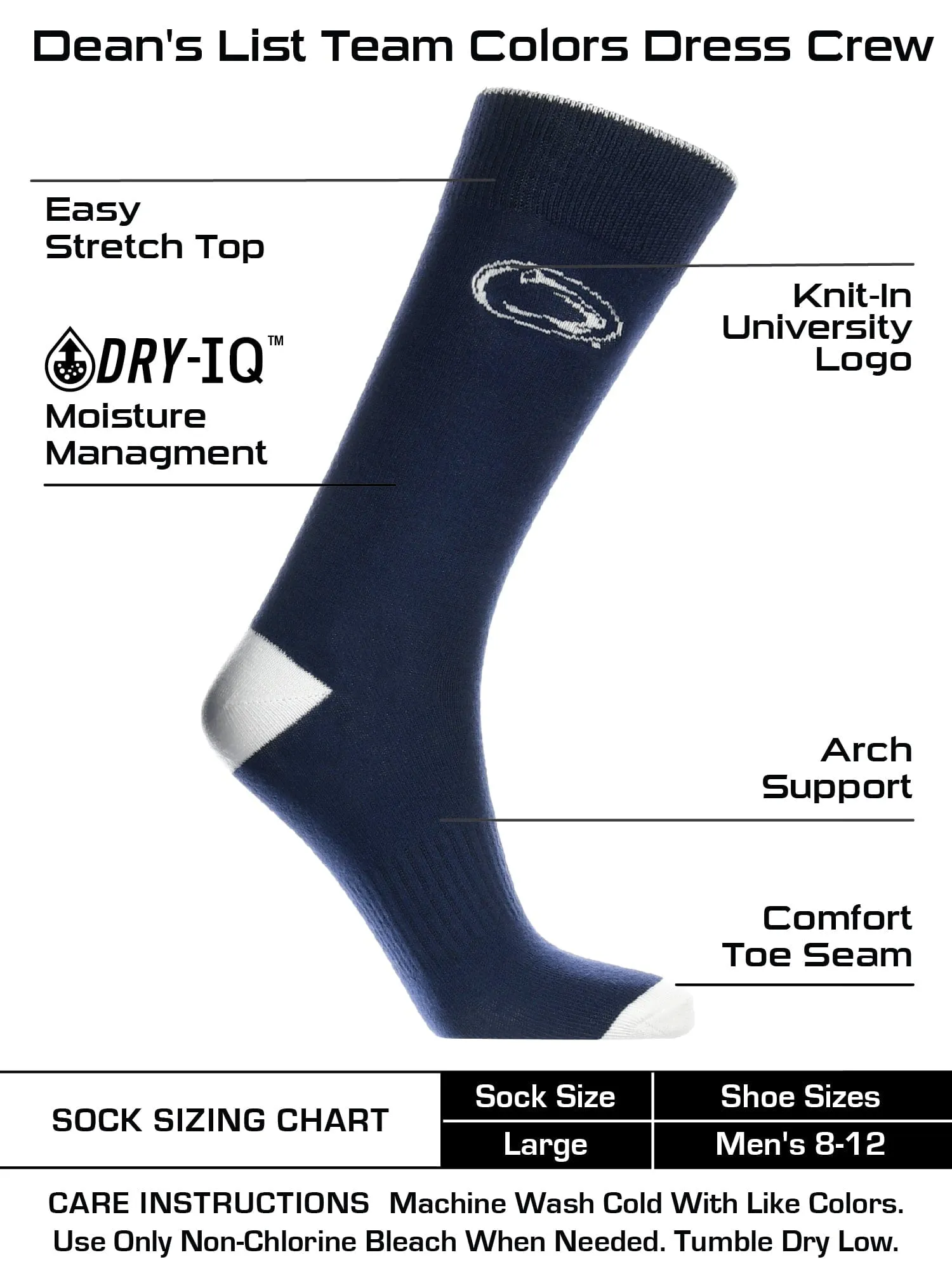 Penn State Nittany Lions  Dress Socks Dean's List Crew Length Socks