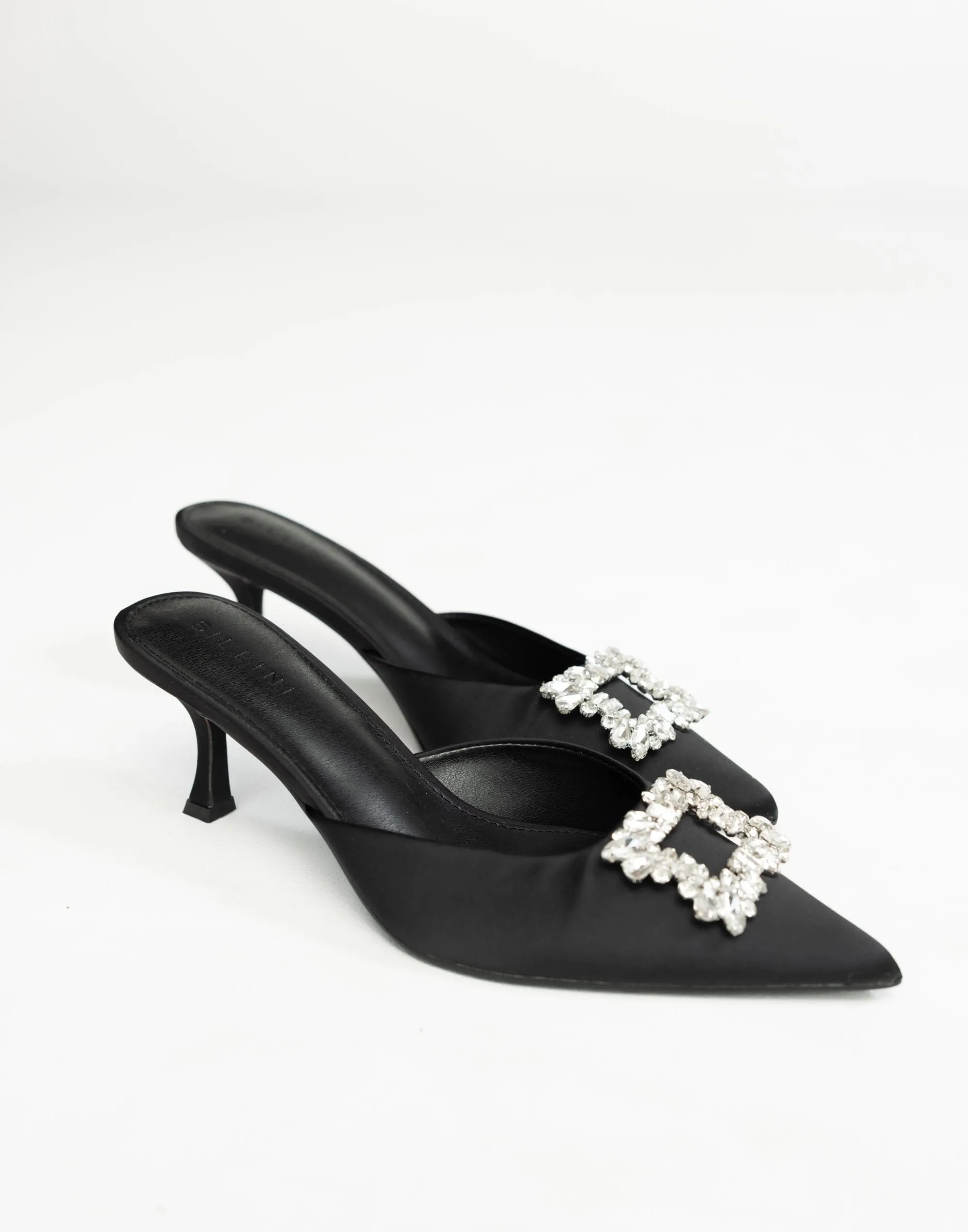 Promise Heels (Black Satin) - By Billini