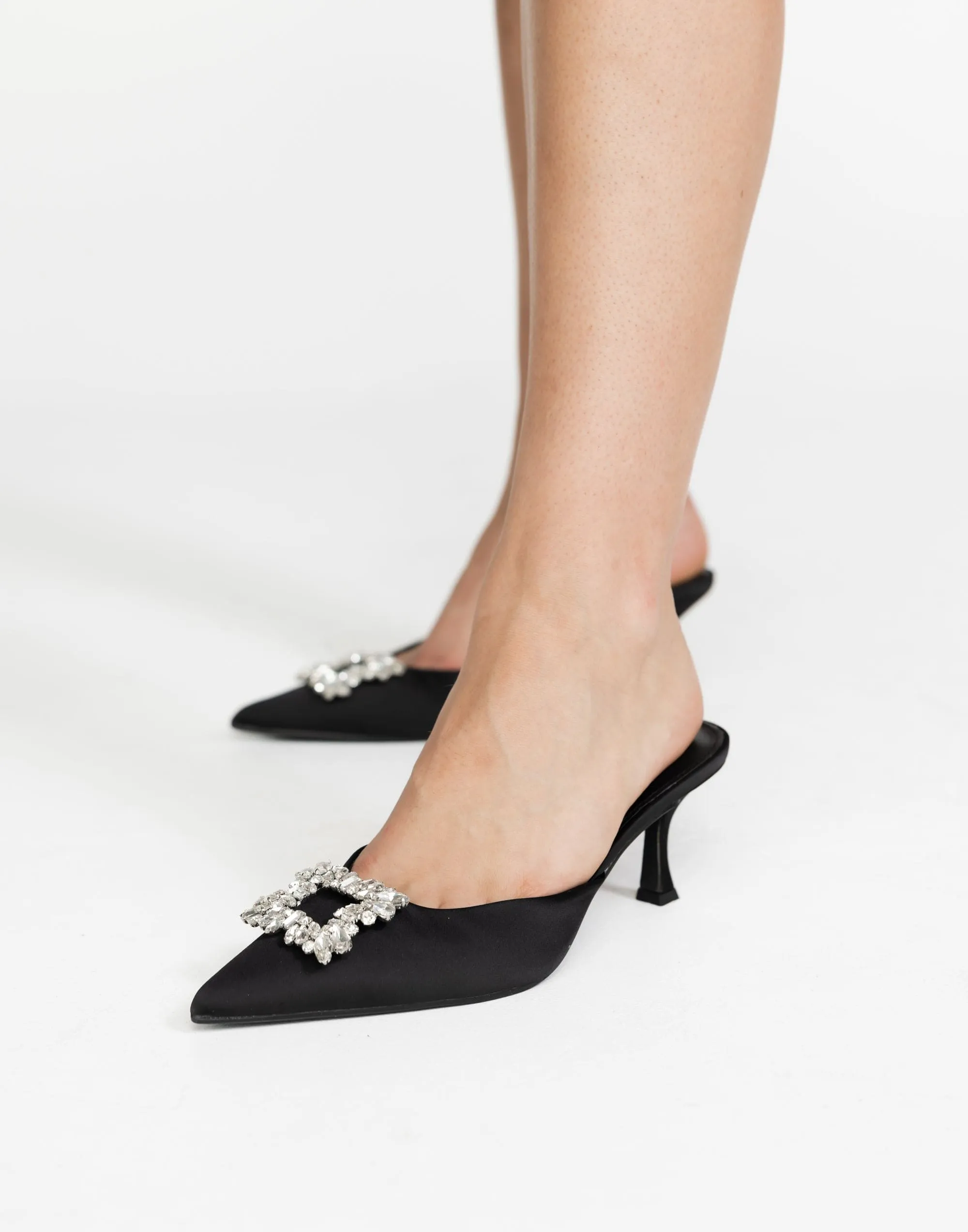 Promise Heels (Black Satin) - By Billini