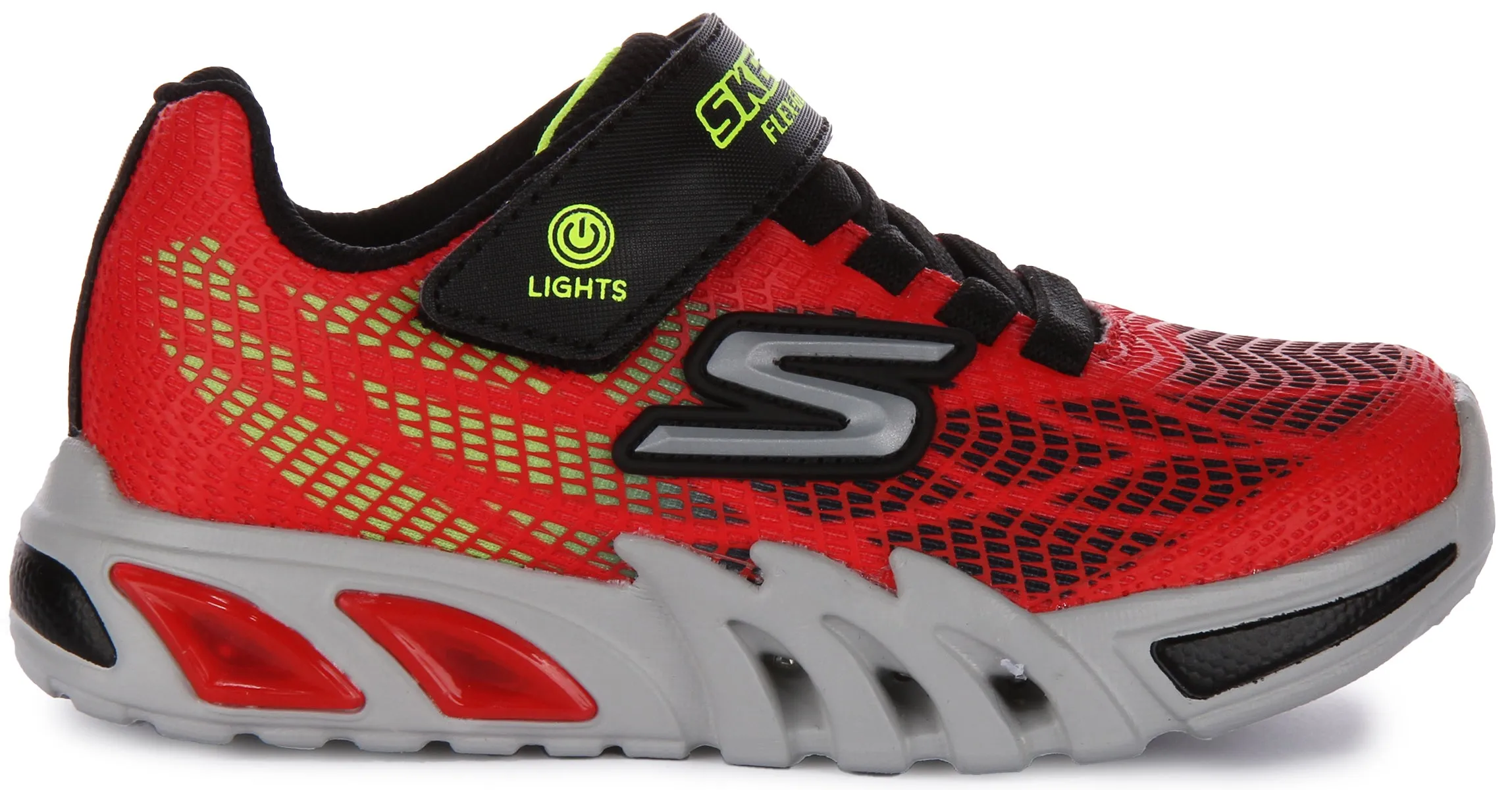 Skechers Flex Glow Elite In Red Black For Kids