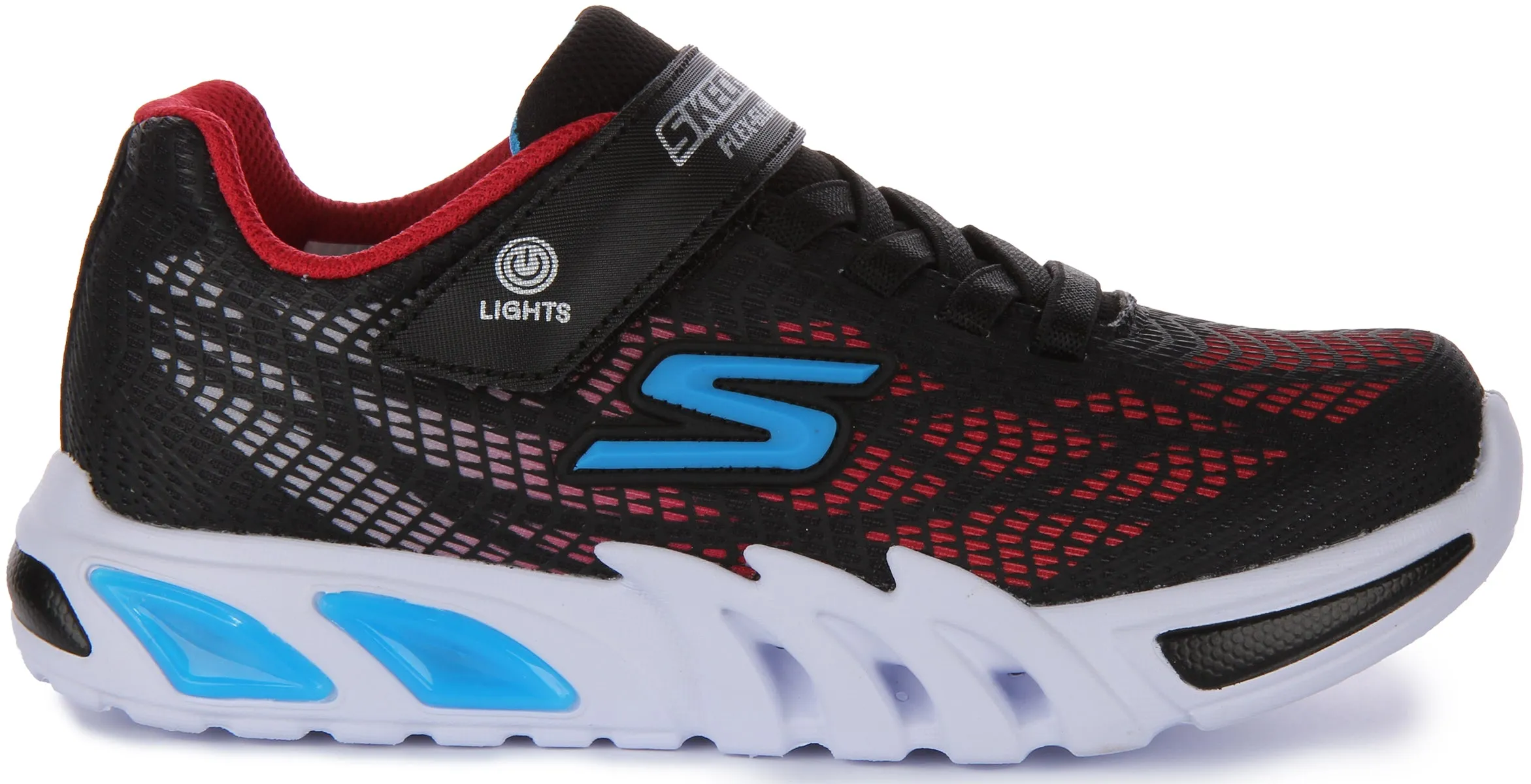 Skechers Flex Glow Elite Slip Ins Black Red For Kids