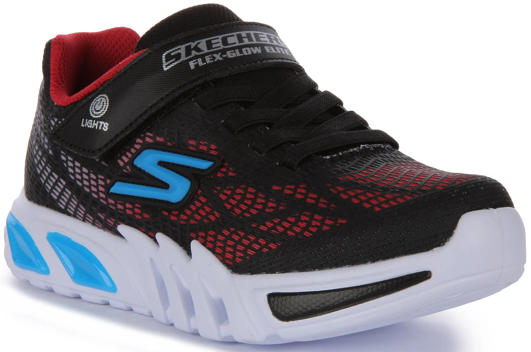 Skechers Flex Glow Elite Slip Ins Black Red For Kids