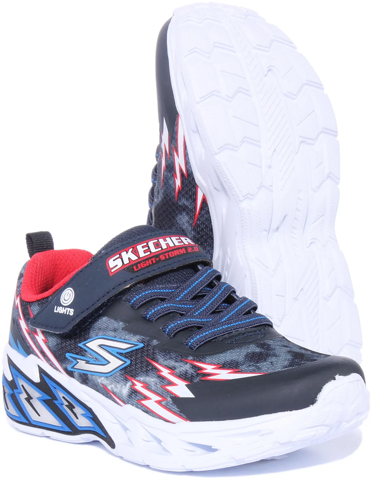 Skechers Light Storm 2.0 In Navy Red For Kids