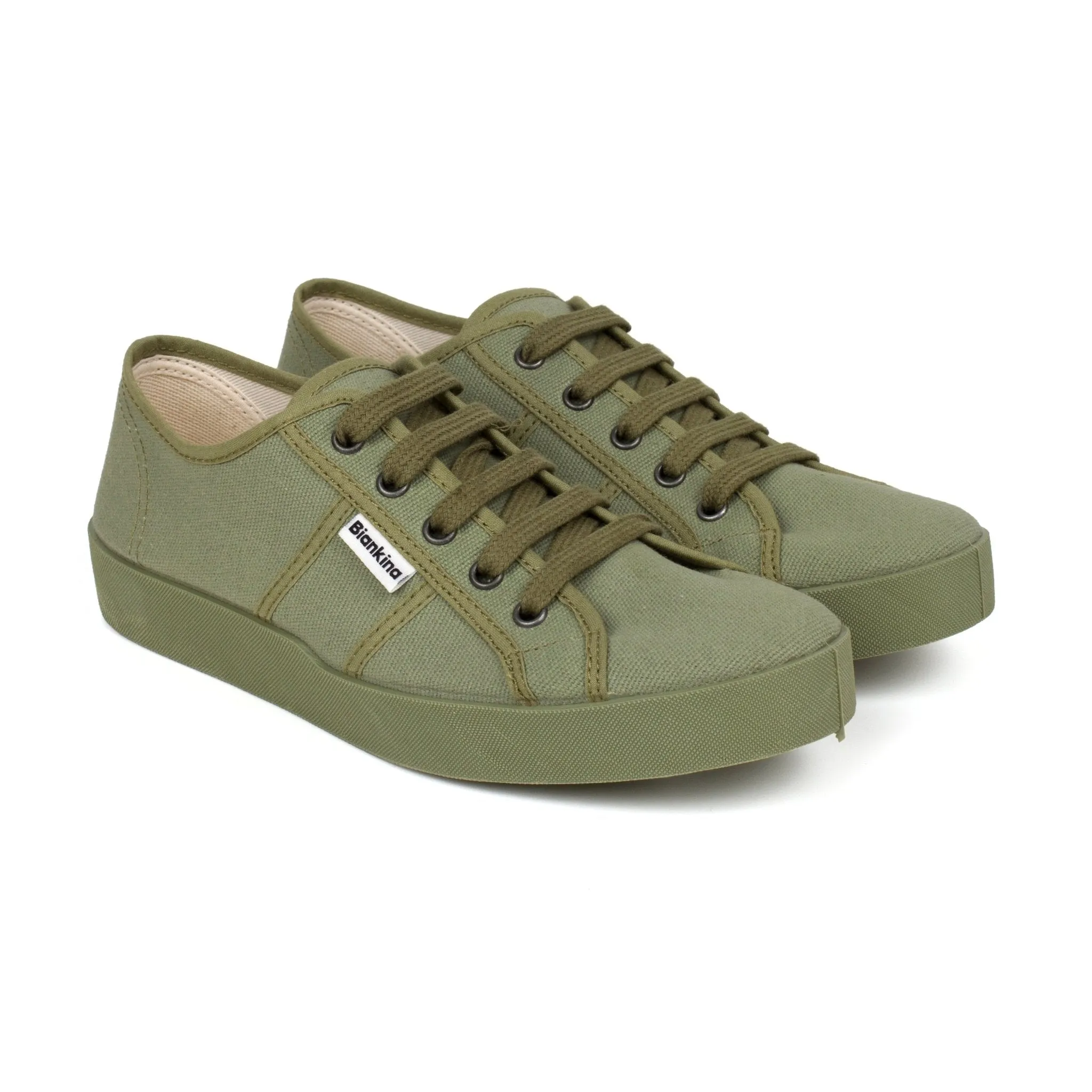 St. Tropez Organic Cotton Canvas Sneakers - Olive Green