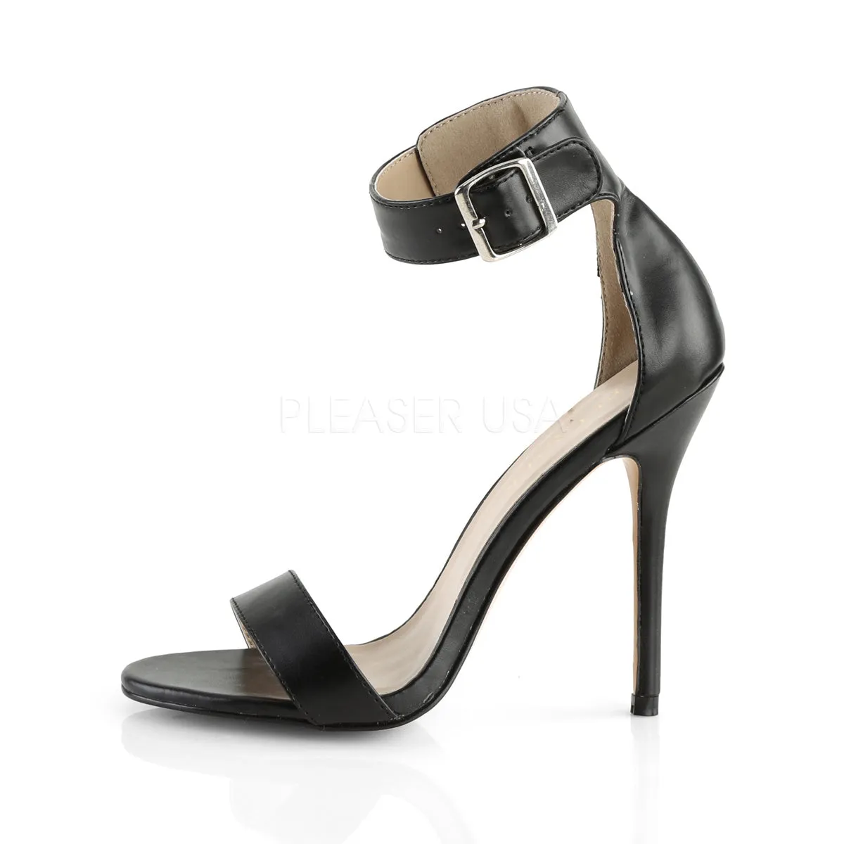 Stiletto Heel Black PU Open Toe Sandal