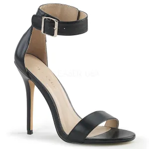 Stiletto Heel Black PU Open Toe Sandal