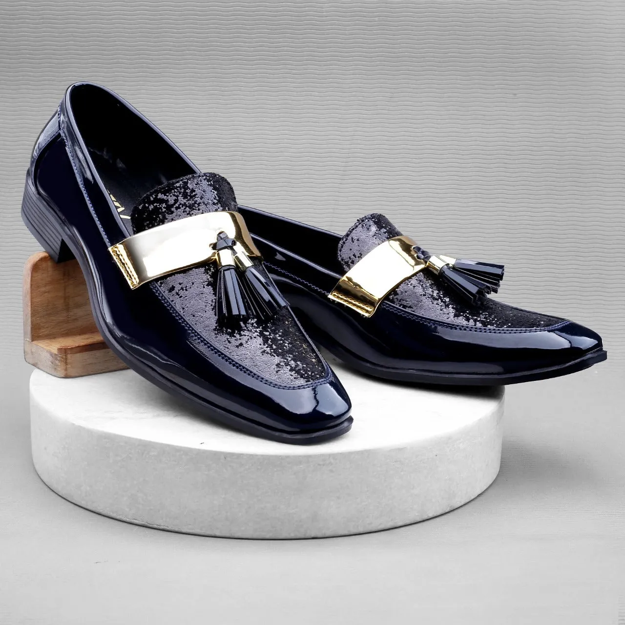 Stylish Wear Men Shiny Blue Color Outdoor Formal And Party Casual Ethnic Loafer-JonasParamount