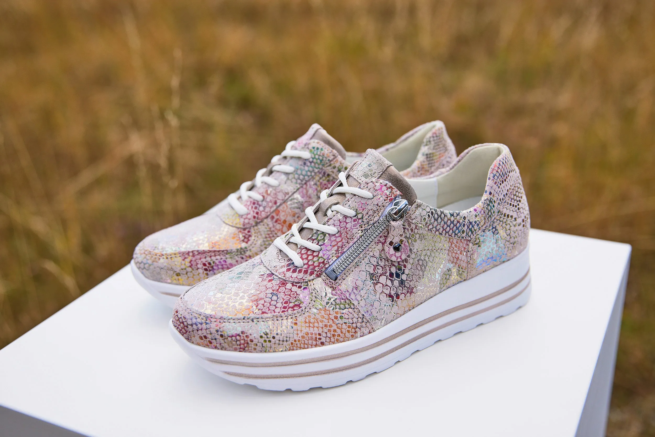 Waldlaufer 758008 214 264 Summer Eclis Leather Multi Print Trainers