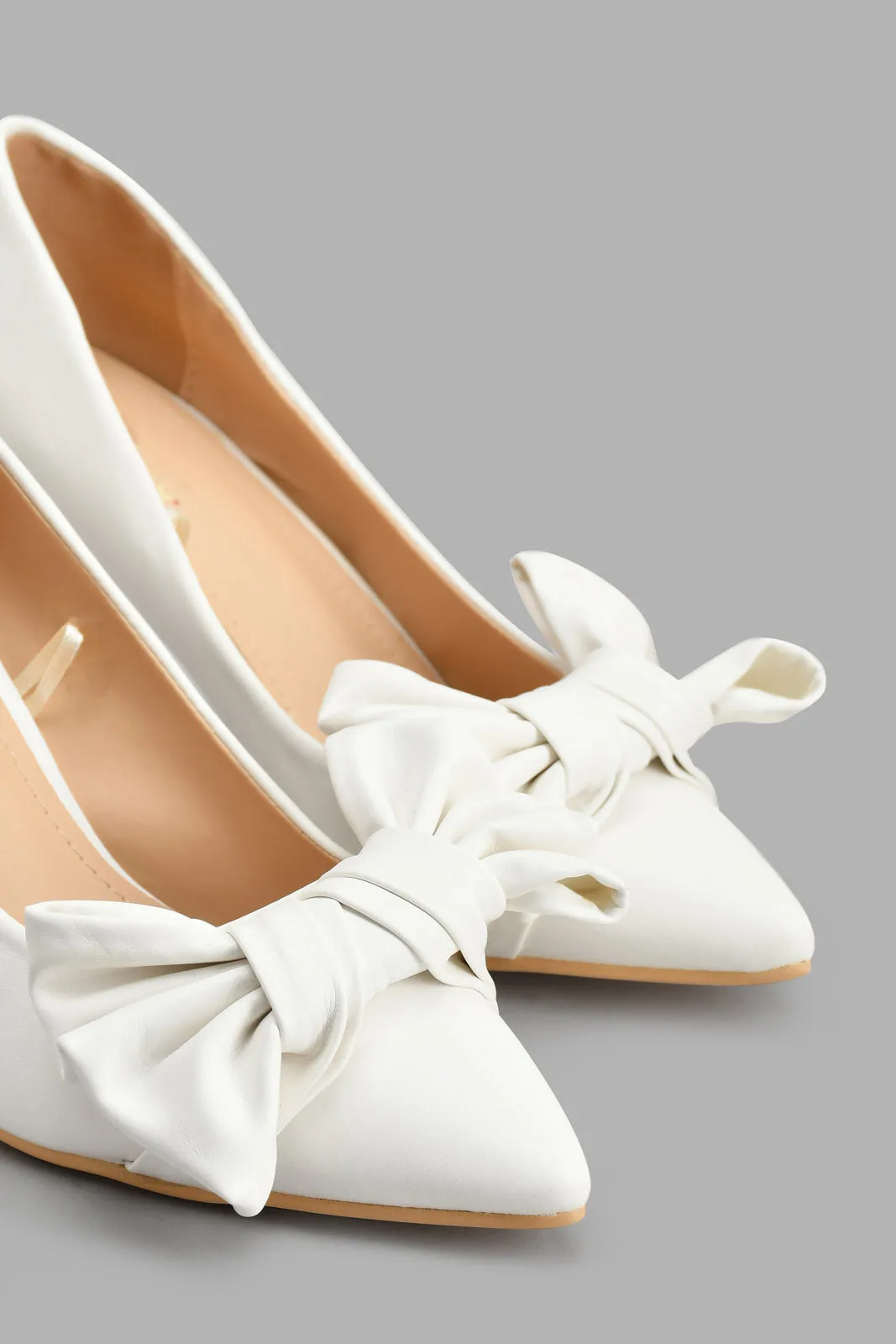 White Bow Court Shoe