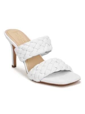 White PU Braided Stiletto Mules