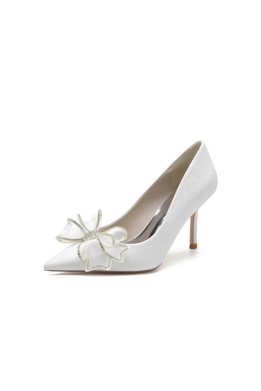 Women's Wedding Shoes Pointed Toe Stiletto Heels With Bow